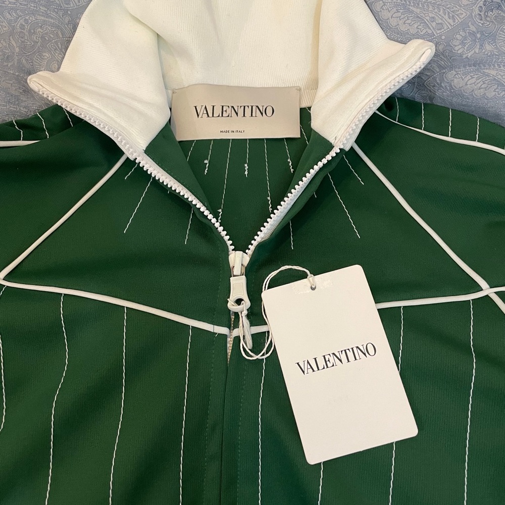 Valentino Woman Zip Front Track Green Jacket 42 - Picture 5 of 9